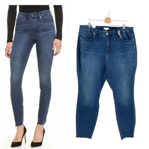 Good American‎ Good Legs Raw Hem Skinny Jeans In Blue653 Plus Size 24